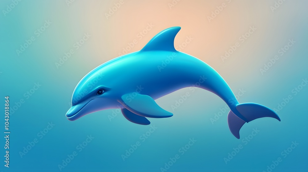 Cute Cartoon Dolphin Jumping in the Ocean. Illustration for Presentation and wallpaper Cute Cartoon Dolphin Jumping in the Ocean. Illustration for Presentation and wallpaper