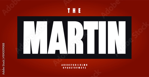 Heavy tall alphabet, heavy block letters, powerful geometric font for MLK solid logo, maximalist headline, modern promotional typography. Vector typeset