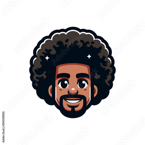 Stylish black male with afro hairstyle. Modern isolated vector illustration