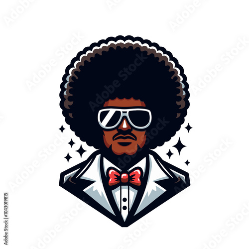 Stylish black male with afro hairstyle with sunglasses. Modern isolated vector illustration