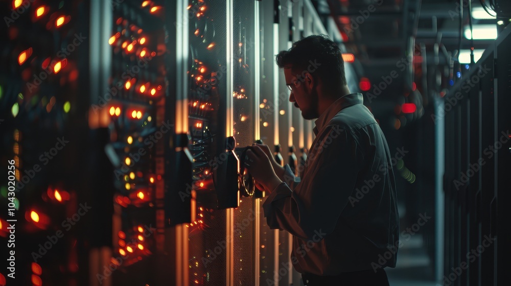 IT Technician Troubleshooting in Server Room IT Technician Troubleshooting in Server Room