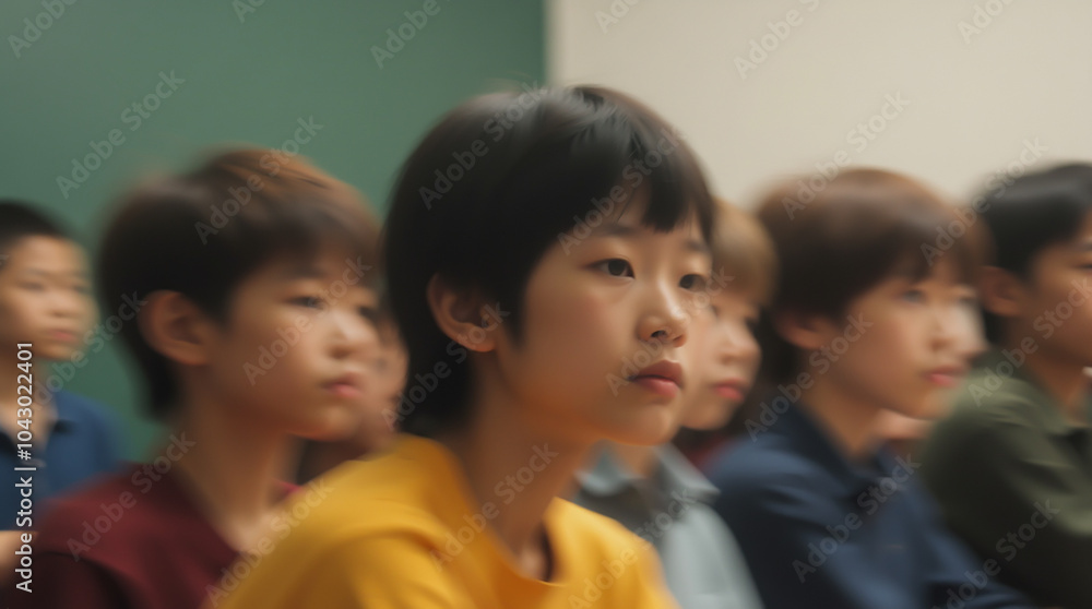 A scene from a lecture hall with students paying attention to the instructor. A scene from a lecture hall with students paying attention to the instructor.