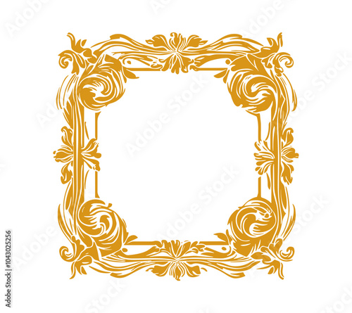 Golden Elegant Floral Vintage Frame