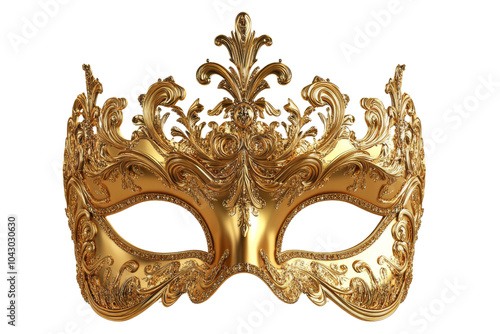 Golden ornate masquerade mask PNG Transparency