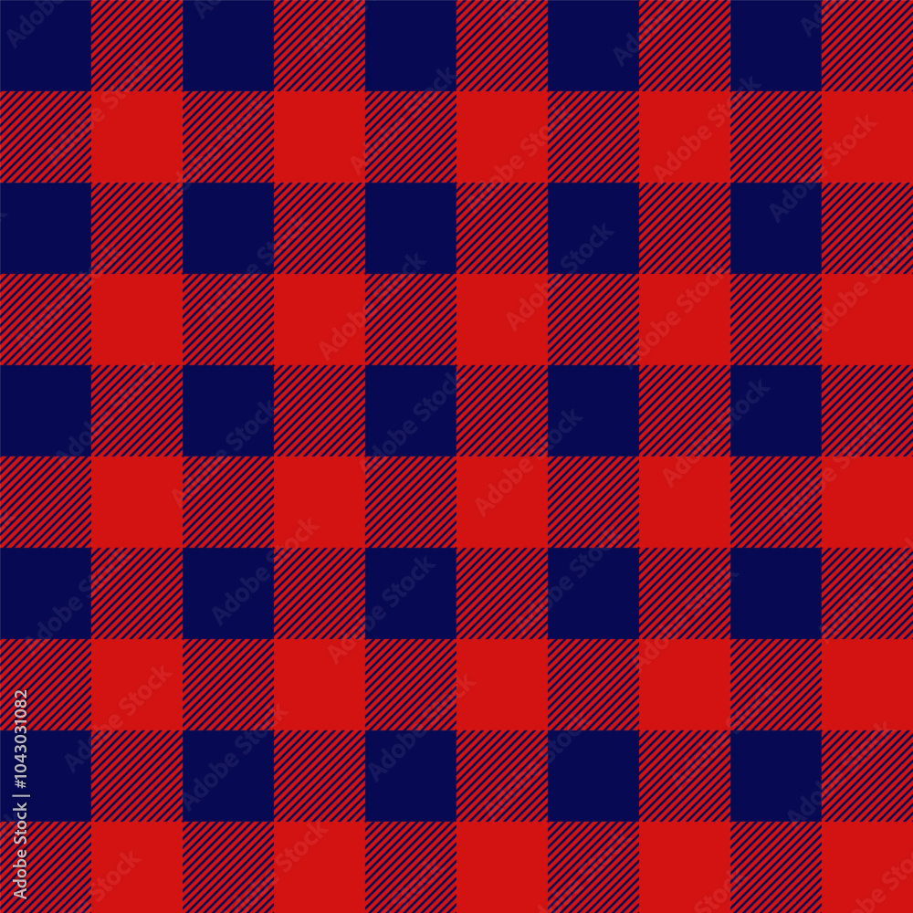 Buffalo plaid with twill weave repeat pattern.Gingham seamless pattern in red and blue.Checkered tartan geometric graphic vector illustration background design for fabric and prints. Buffalo plaid with twill weave repeat pattern.Gingham seamless pattern in red and blue.Checkered tartan geometric graphic vector illustration background design for fabric and prints.