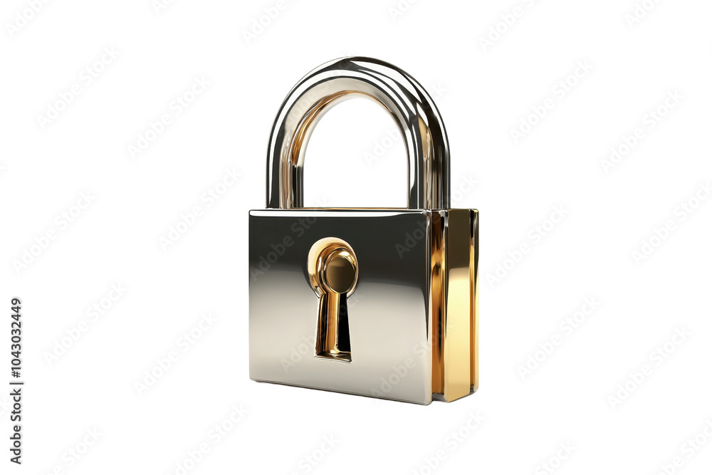High-quality image of a shiny metallic padlock symbolizing security and protection against unauthorized access or theft. High-quality image of a shiny metallic padlock symbolizing security and protection against unauthorized access or theft.