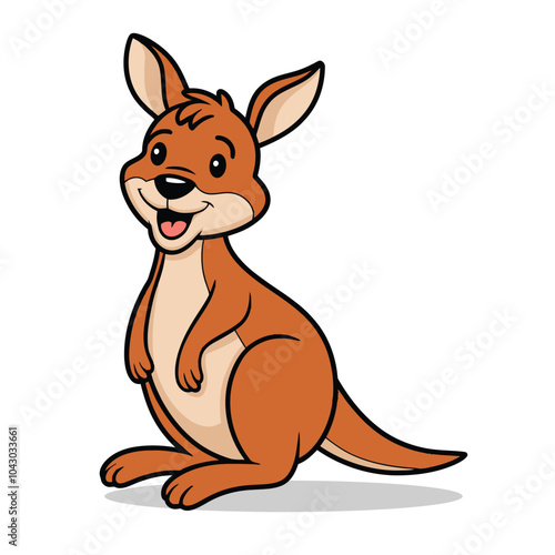 Cute Cartoon Kangaroo Illustration