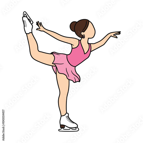 Figure Skater in Pink Dress Illustration