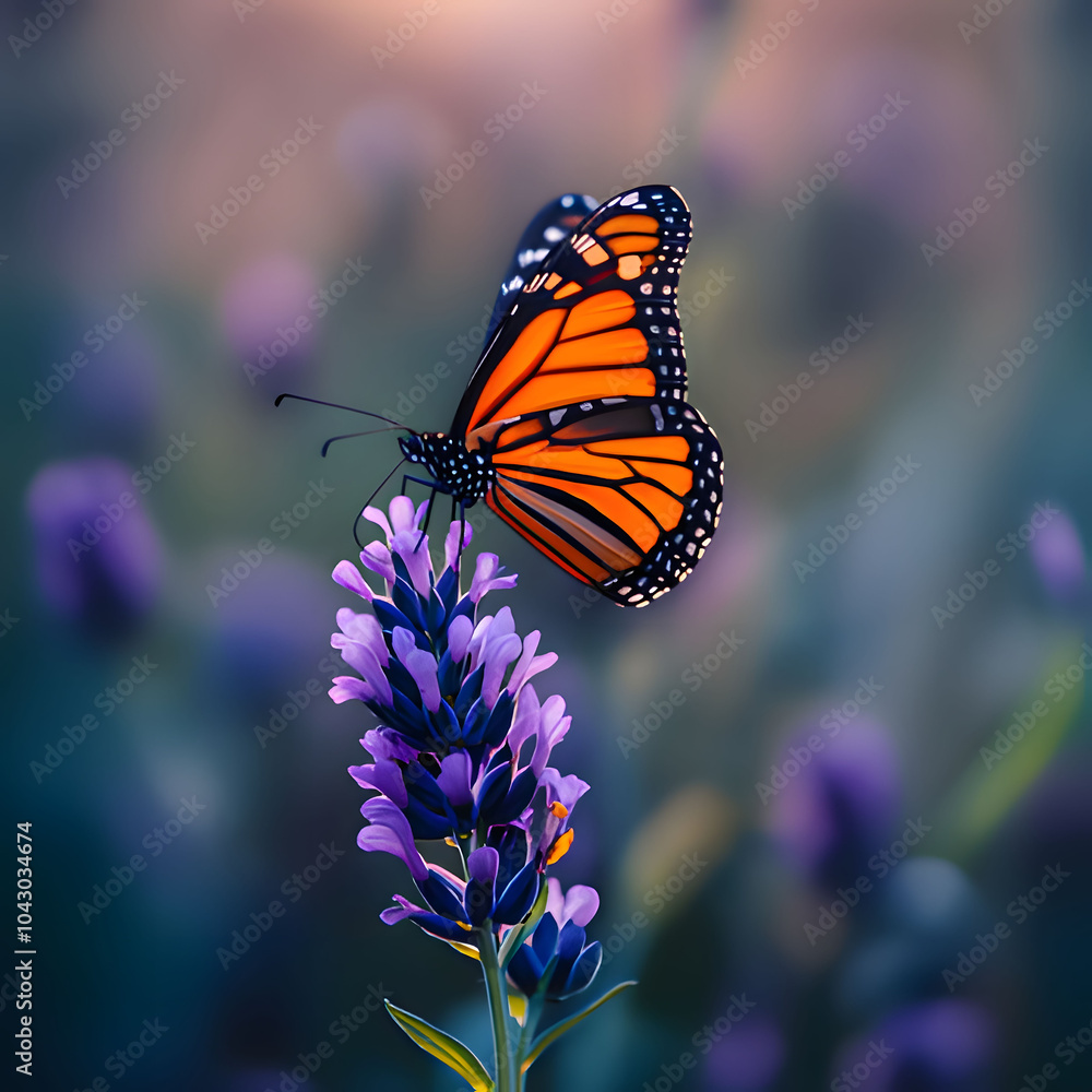 Fototapeta premium monarch butterfly on flower. Generative AI