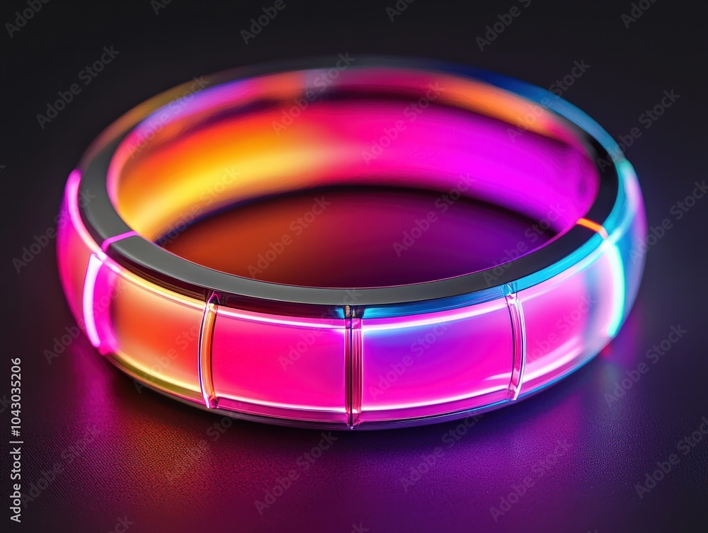 Vibrant LED Bracelet Showcasing Multicolored Glow and Modern Design Aesthetic Vibrant LED Bracelet Showcasing Multicolored Glow and Modern Design Aesthetic