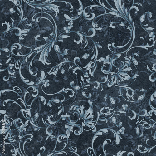 Classic baroque textured pattern with classic vintage elements. Seamless elegant baroque background