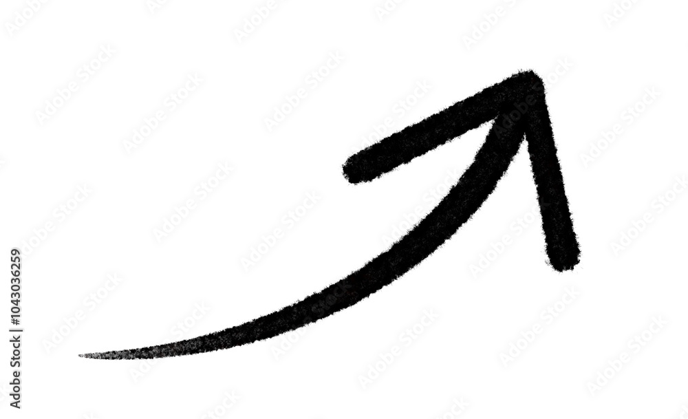 右肩上がりの黒い矢印の水彩イラスト素材 右肩上がりの黒い矢印の水彩イラスト素材