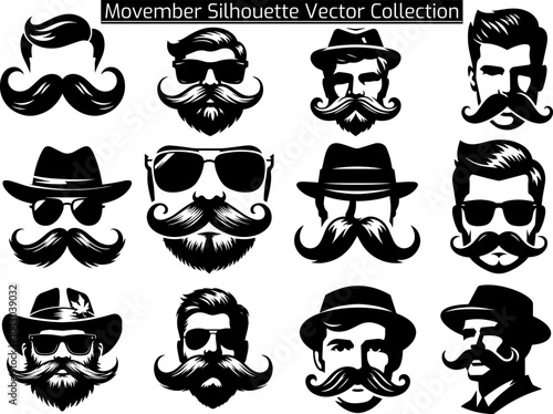 Movember Day Silhouette Vector Illustration