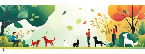 Dogs Playing Together in a Park Scene