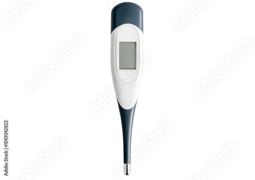 modern digital thermometer, electronic device used to measure temperature accurately isolated on transparent or white background photo