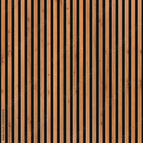 Wooden panel wall background. Vertical wooden planks with seamless pattern creating rustic backdrop. Light and dark stripes emphasize texture and natural wood grain. Furniture design.