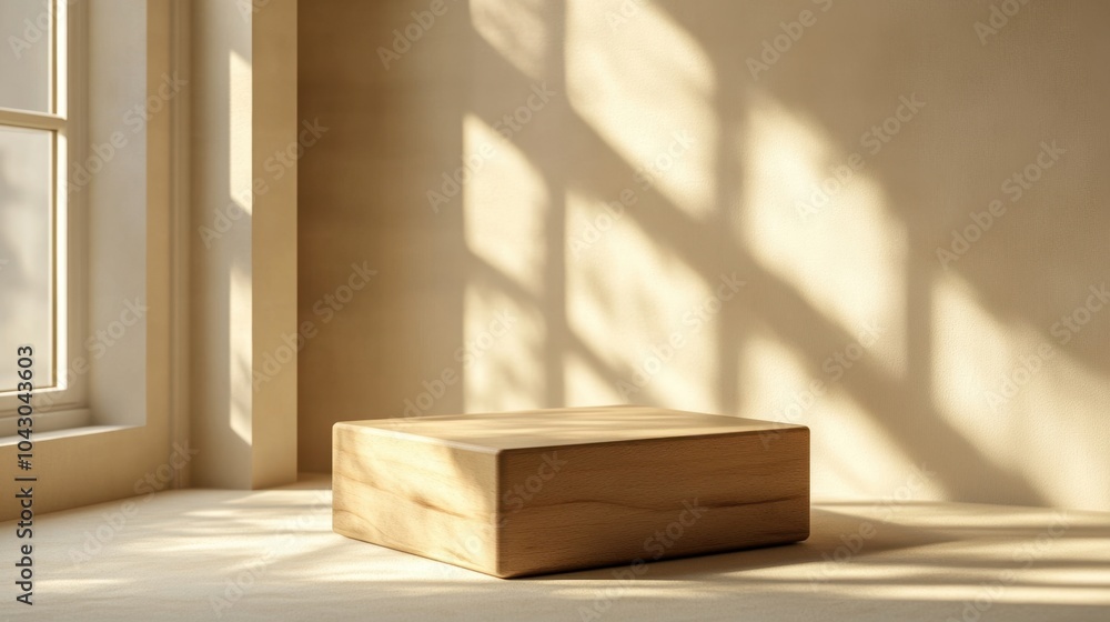 Serene wooden box in natural light Serene wooden box in natural light