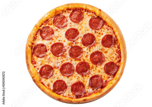 Pepperoni pizza isolated on transparent or white background
