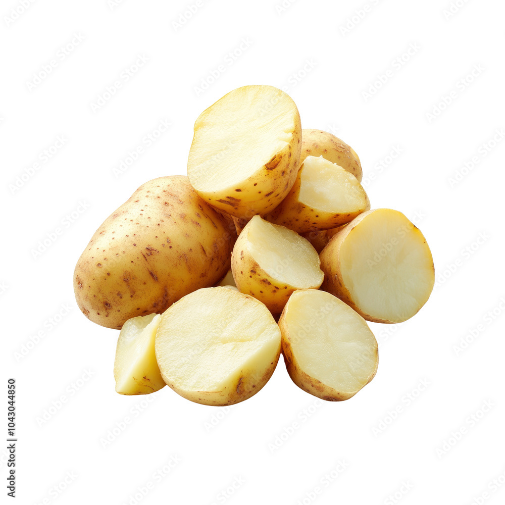 Freshly Cut Yellow Potatoes Isolated on White Background Freshly Cut Yellow Potatoes Isolated on White Background