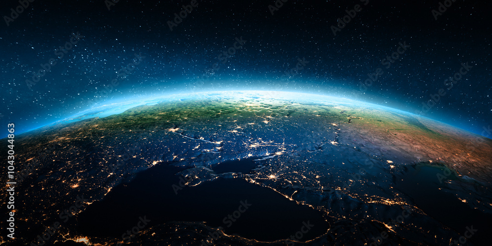 Fototapeta premium Ukraine city lights at night