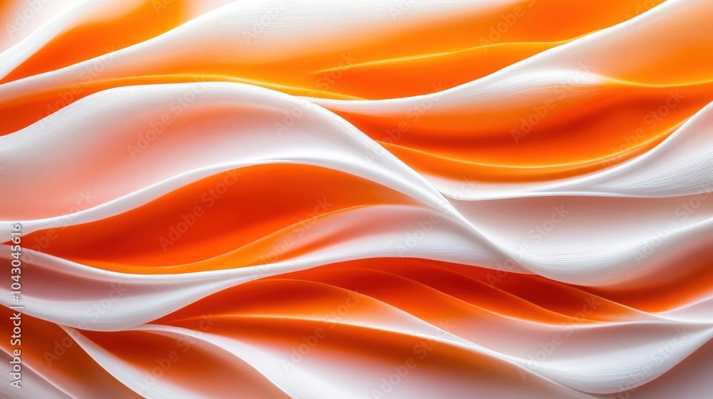 Obraz premium Wavy Orange and White Fluid Texture Pattern