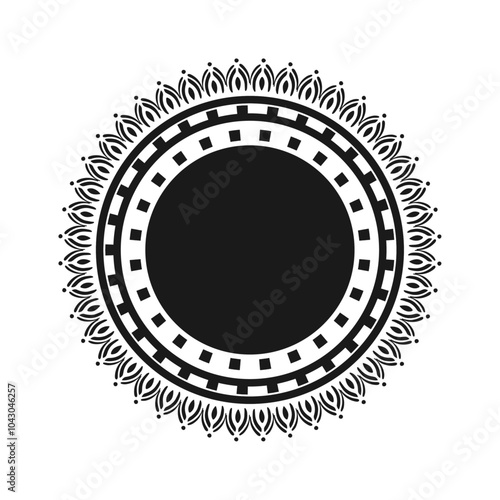 Round circled Mandala vector design for Sticker, Mehndi tattoo, Decoration, Ornamental motif flower design for invitation card, coloring, wedding decor, mandala border frame black boho traditional	
