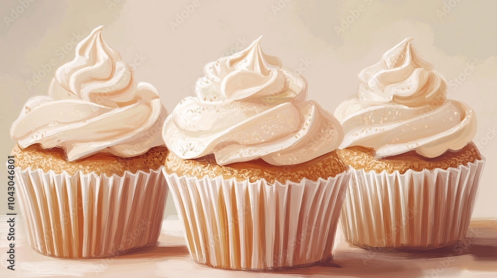 Vanilla cupcake with cream Vanilla cupcake with cream