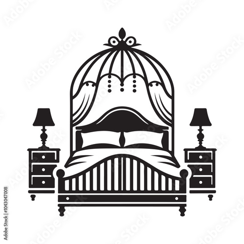 Minimalist Bed Silhouette Vector Art for Modern Furniture Design