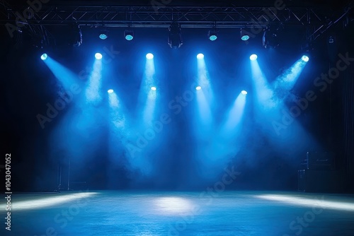 Dramatic Stage Lighting with Blue Fog Effects