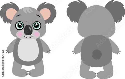 Cute koala on front and back position