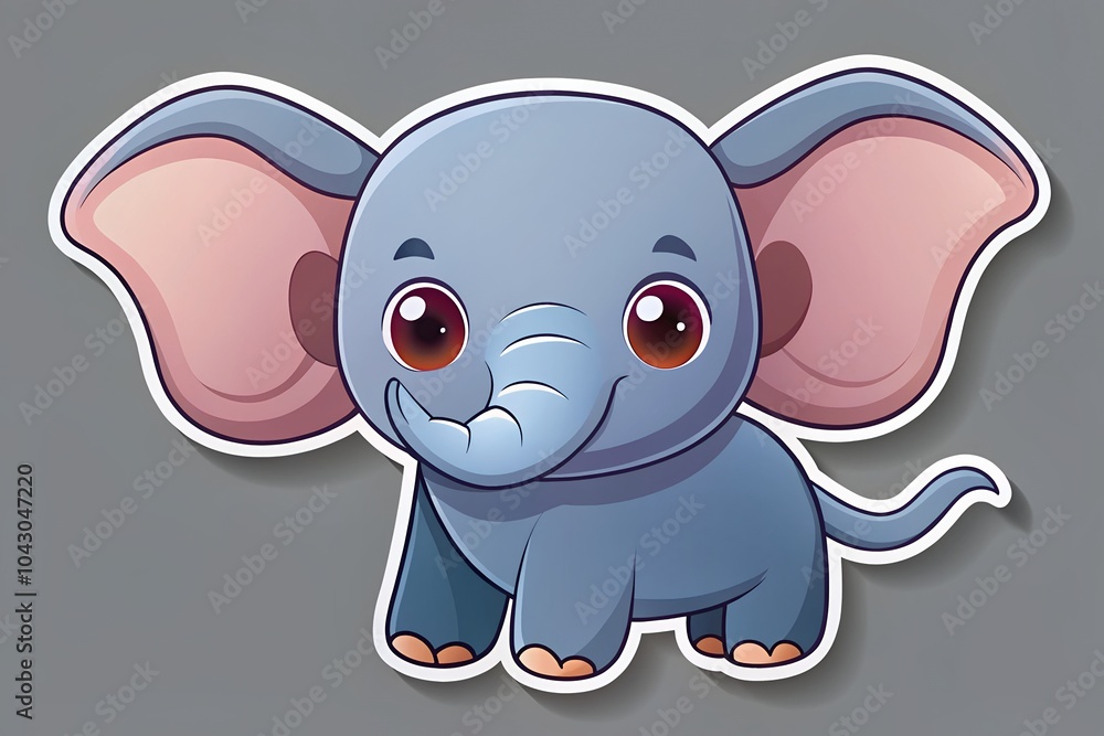 Fototapeta premium Sticker-of-a-cute-elephant-with-big-floppy-ears 