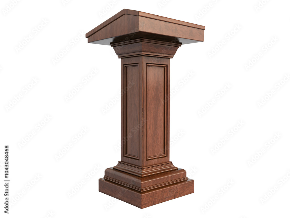 a wooden podium with a triangle top a wooden podium with a triangle top