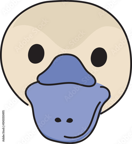 Vector illustration of a cartoon platypus face.