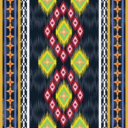seamless Ikat  pattern design for fabric curtain wallpaper mattresses carpet floor bed sheet bolster pillow blanket ceramic tile background wrapping ornament