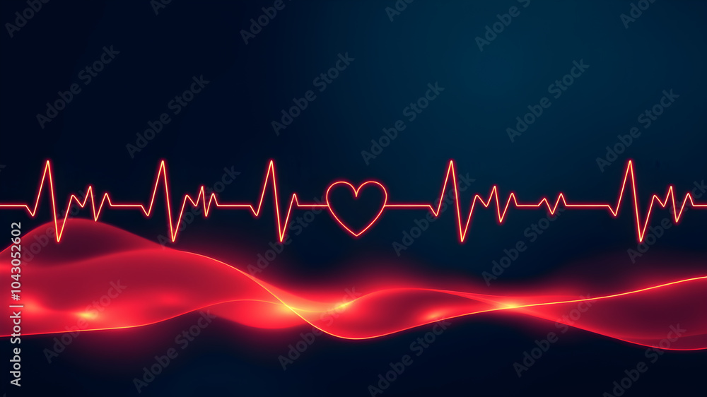 Fototapeta premium Medical technology and Health care concept background. Heart rate graph. AI generated image, ai.
