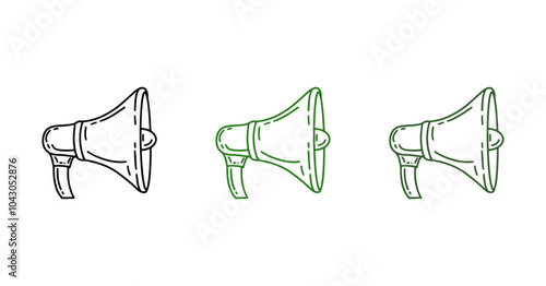 line three Megaphone icons set. Advertising concept.