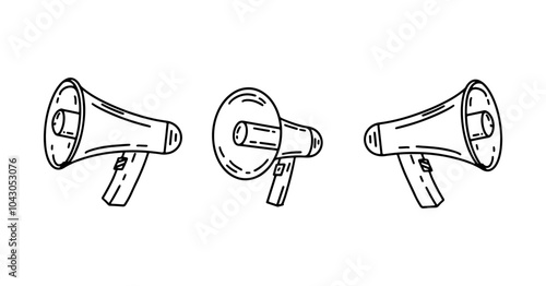 line three Megaphone icons set. Advertising concept.