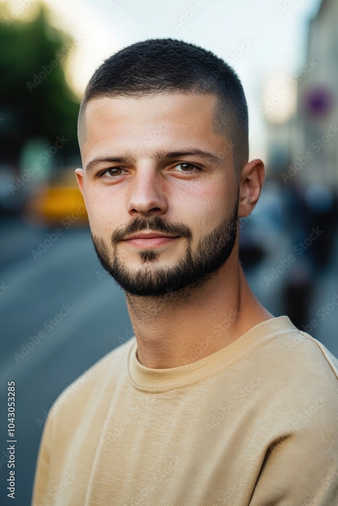 Portrait of a male designer Slavic appearance 25 years old with a short beard and dark short hair Portrait of a male designer Slavic appearance 25 years old with a short beard and dark short hair
