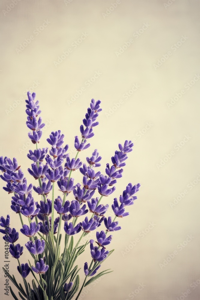Naklejka premium Soft Pastel Lavender Arrangement on Beige Background