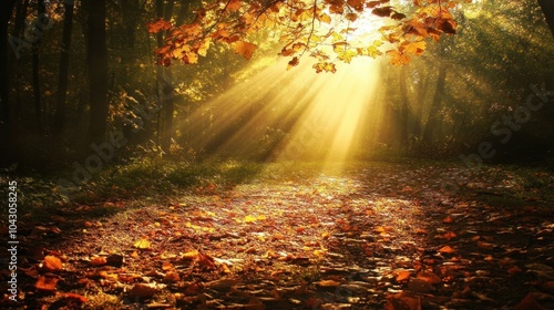 Golden Autumn Forest Path