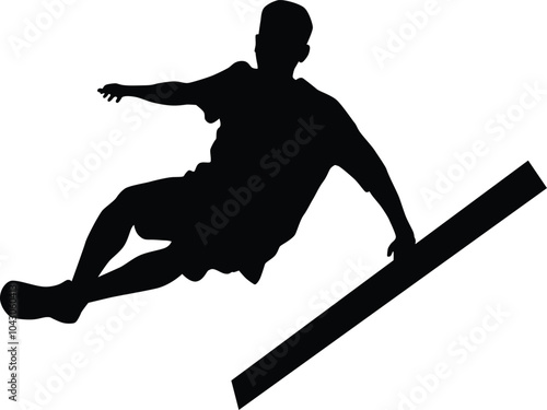 Parkour silhouette illustration. People jump pose full body.