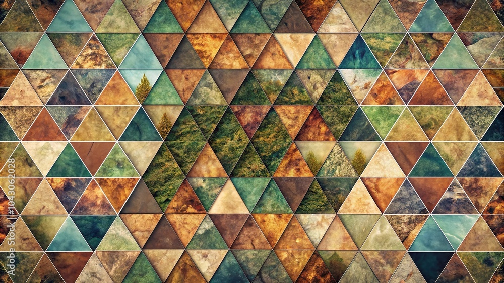 Geometric triangle background featuring earth colors from an aerial view