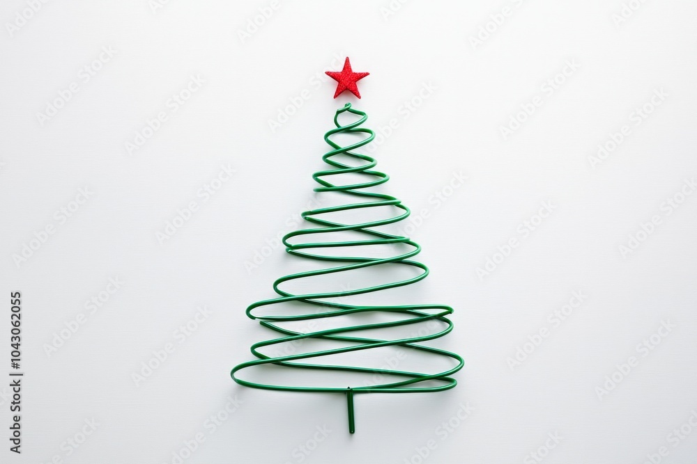 A minimalist Christmas tree made of simple green lines, with a single red star at the top on a white backdrop. A minimalist Christmas tree made of simple green lines, with a single red star at the top on a white backdrop.