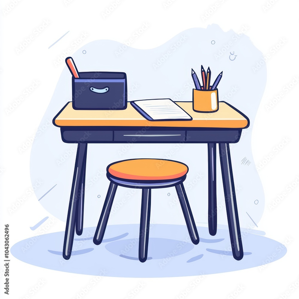 Fototapeta premium Playful Children's Chair and Desk Setup in Bright Colors
