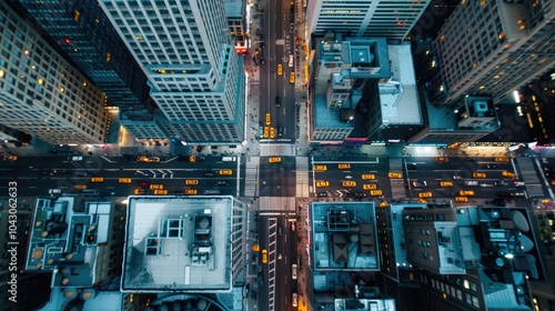 Wallpaper Mural Bird's eye view from drone of cityscape metropolis infrastructure, crossing streets with cars. Torontodigital.ca