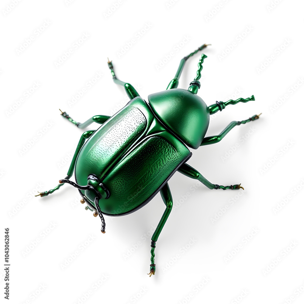 Beetle metallic 3D image of emerald beetle on white background. Generative AI Beetle metallic 3D image of emerald beetle on white background. Generative AI
