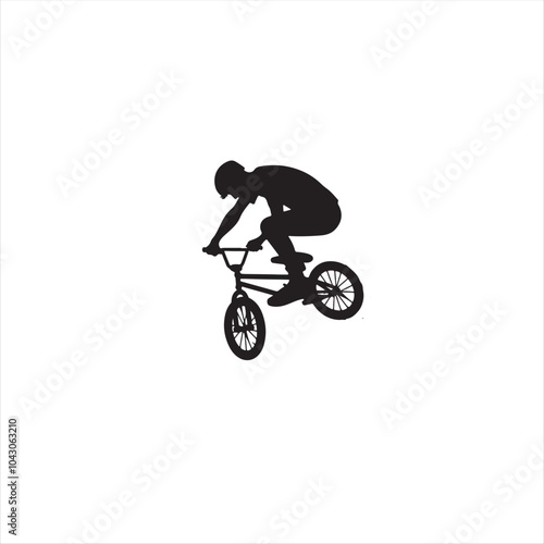 BMX bike player vector illustration for icon, symbol or logo. BMX bike player template logo. BMX player silhouette. bmx bike