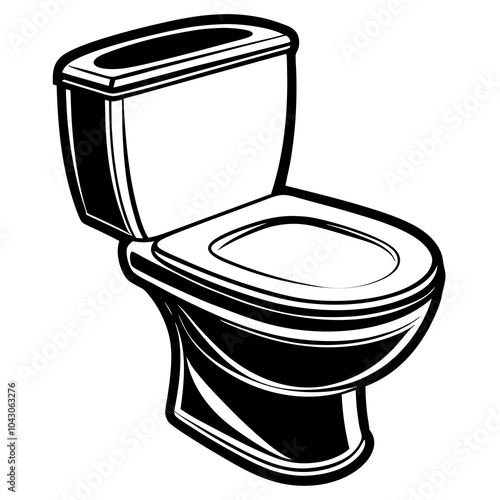 toilet bowl silhouette 
 isolated on white 