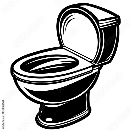 toilet bowl silhouette 
 isolated on white 