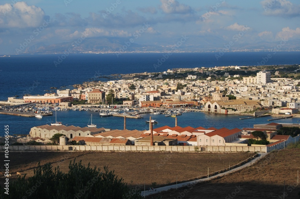view of the island of Favignana in Sicily view of the island of Favignana in Sicily
